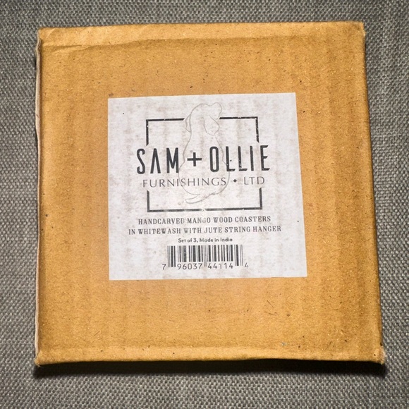 New Set of 3 mango wood ornaments, Sam + Ollie modern farmhouse, Christmas, gift - Picture 2 of 14